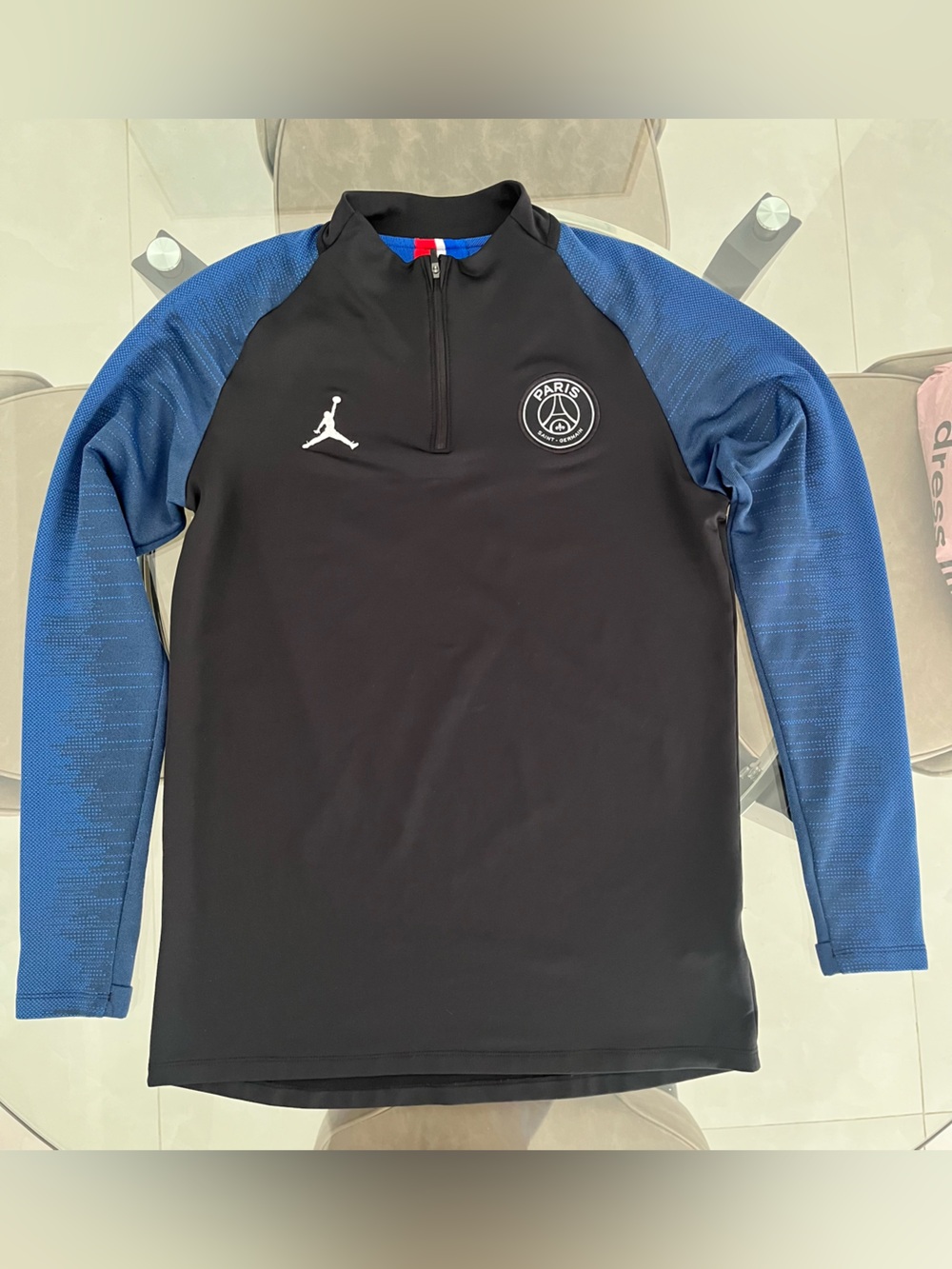 Jordan Black with Blue Sleeve PSG Half-Zip Training Top